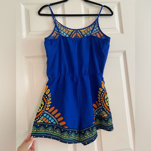 Dashiki Blue Geometric Romper - Picture 5 of 6